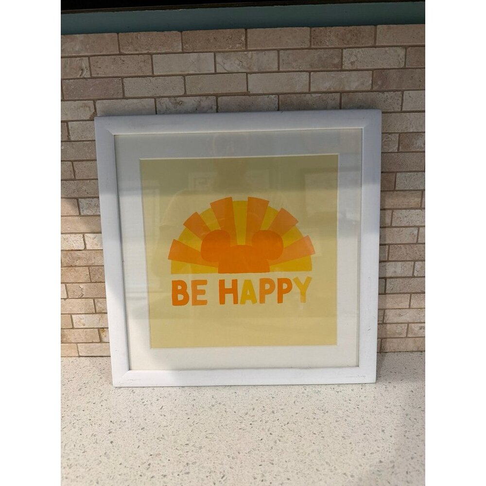 DISNEYDISNEY PARKS MICKEY ICON BE HAPPY SUNSHINE WALL DECOR FRAMED